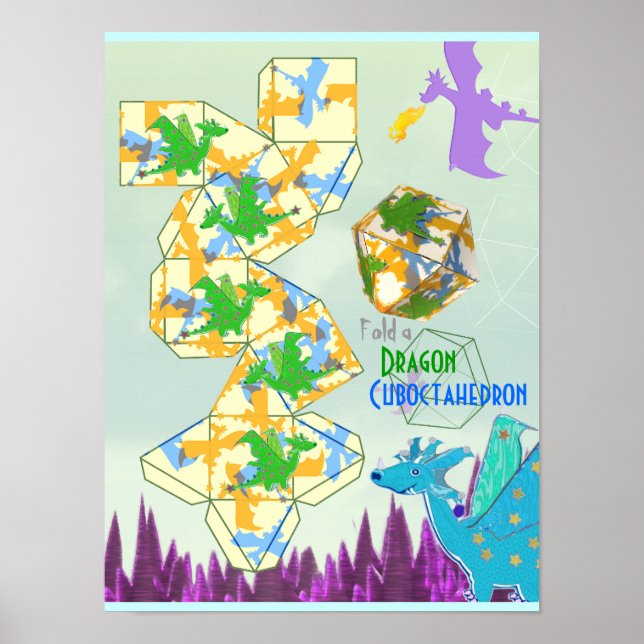 Dragons Pattern Fold a Cuboctahedron Poster (Front)