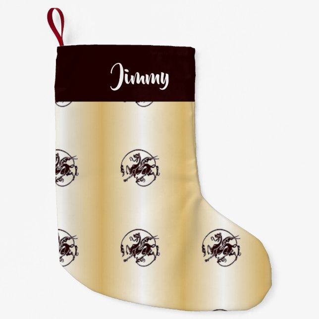 Dragons print on textured small christmas stocking (Front)