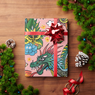 Dragons Rainbow Custom Pattern Wrapping Paper