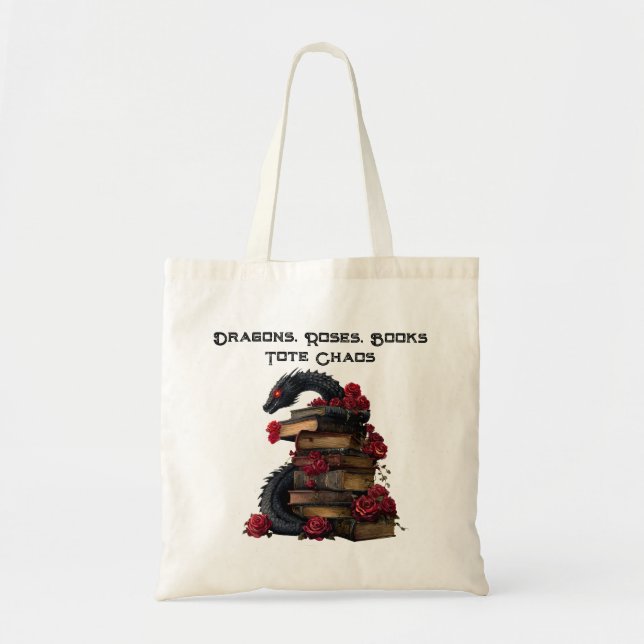 Dragons Roses Books Tote Bag (Front)