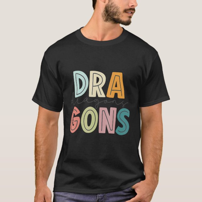 Dragons School Sports Fan Team Spirit Mascot T-Shirt (Front)