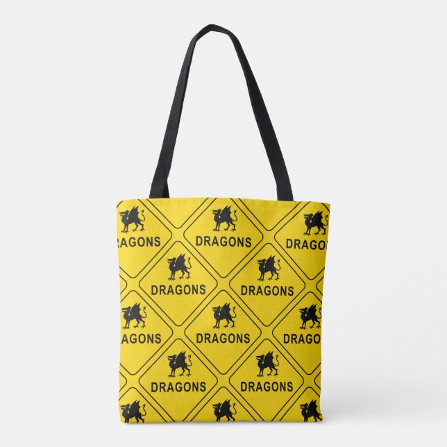 Dragons - Warning Sign Tote Bag (Back)