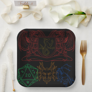 Dragons With Dice Paper Plate