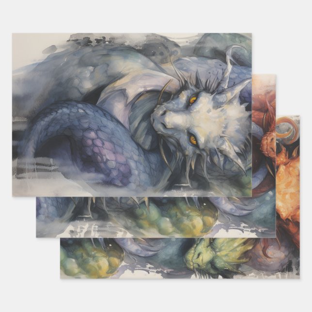 Dragons Wrapping Paper Sheet (Set)