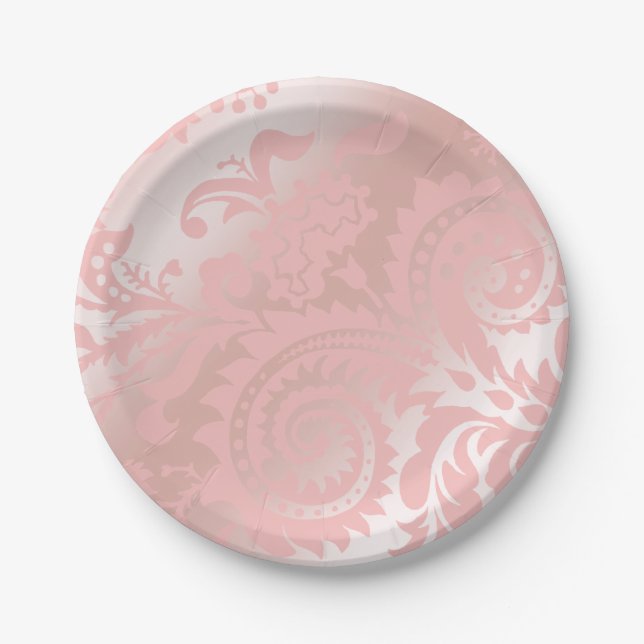Dragontail Paisley Metallic | pink Paper Plate (Front)