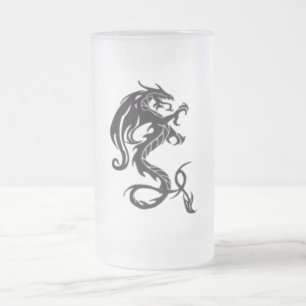 dragontribal frosted glass beer mug