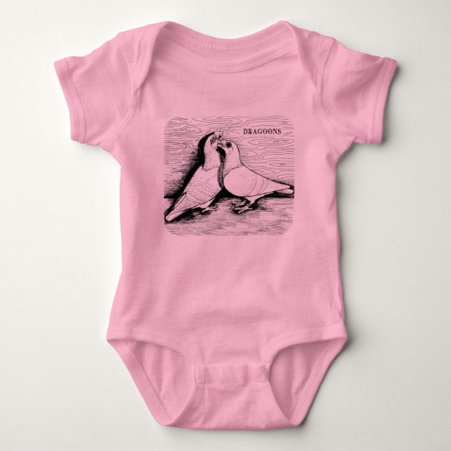 Dragoon Pigeons White Pair Baby Bodysuit (Front)