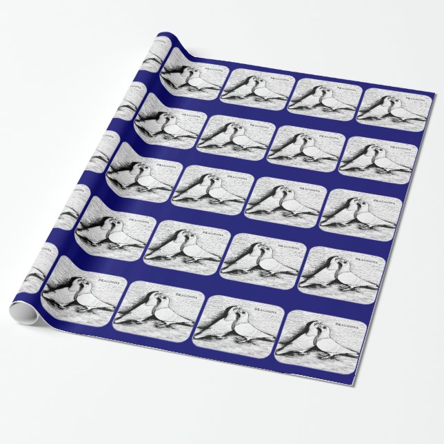 Dragoon Pigeons White Pair Wrapping Paper (Unrolled)