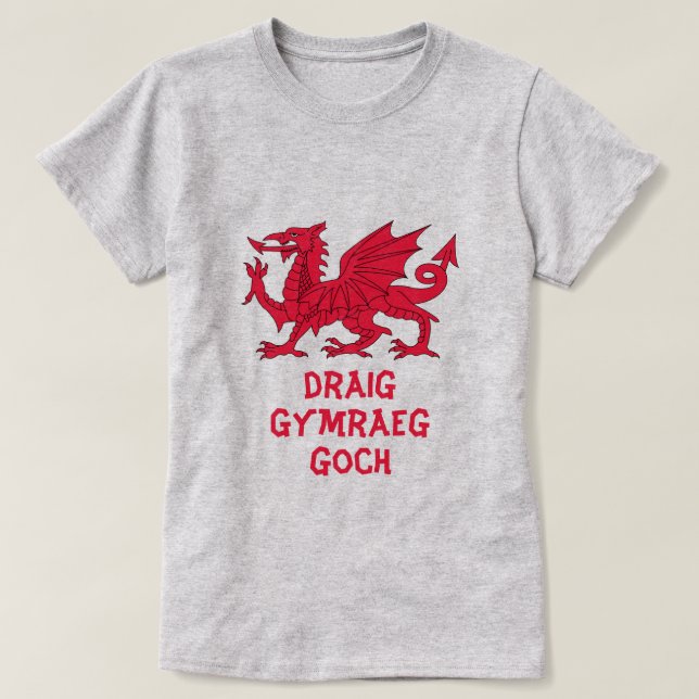 draig Gymraeg goch I red Welsh dragon T-Shirt (Design Front)