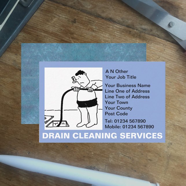 Drain Cleaning Services Cartoon Business Card (Creator Uploaded)
