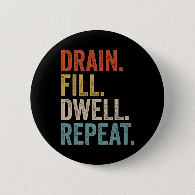 Drain Fill Dwell Repeat Peritoneal Dialysis Kidney 6 Cm Round Badge (Front)
