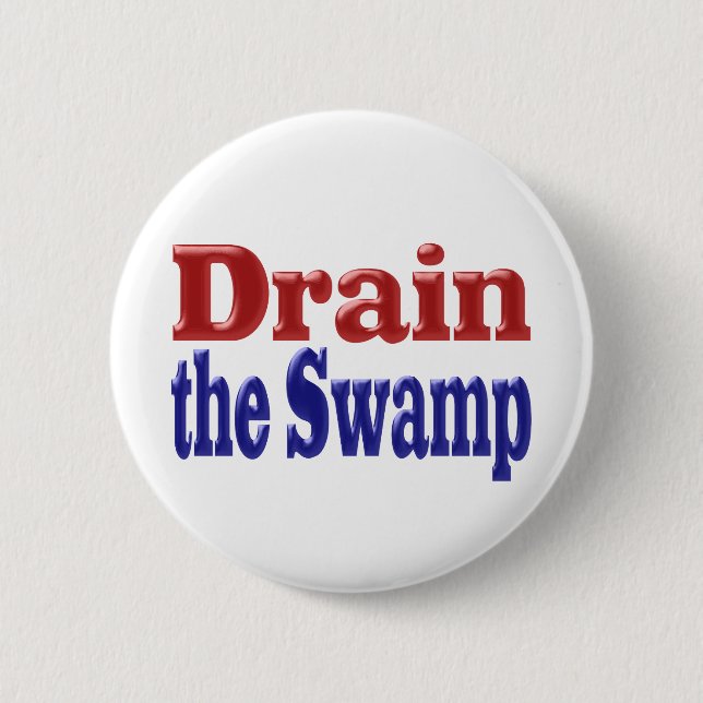 Drain the Swamp red blue text 6 Cm Round Badge (Front)