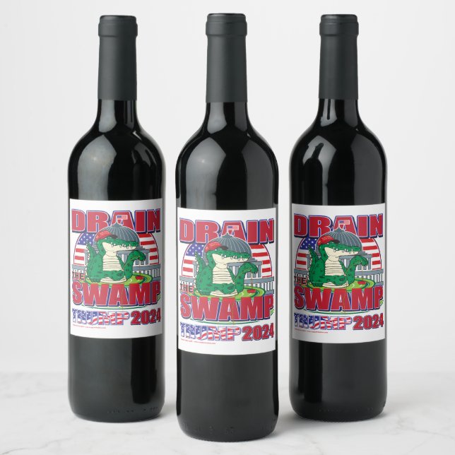 Drain The Swamp Trump 2024 Wine Label (Bottles)