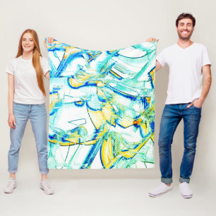 Drained ink no, image of yellow, clear cyan spots fleece blanket