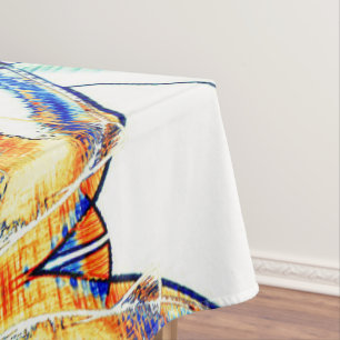 Drained ink no, image with orange, cyan blue spots tablecloth