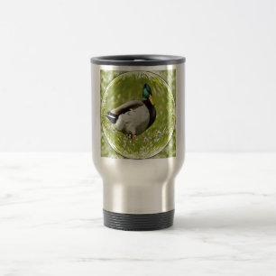 Drake mallard in the sphere travel mug