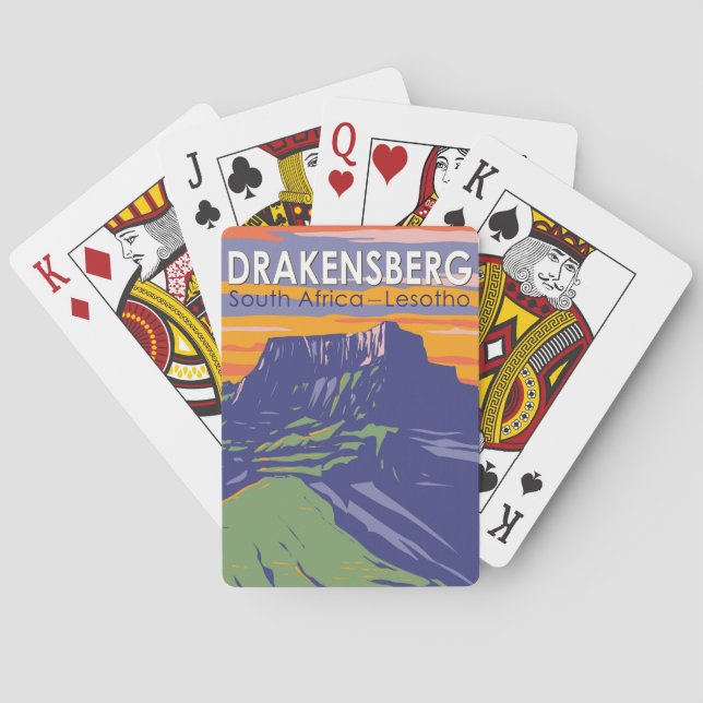Drakensberg South Africa Lesotho Travel Art Retro Playing Cards (Back)