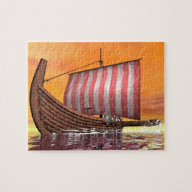 Drakkar or viking ship - 3D render Jigsaw Puzzle (Horizontal)