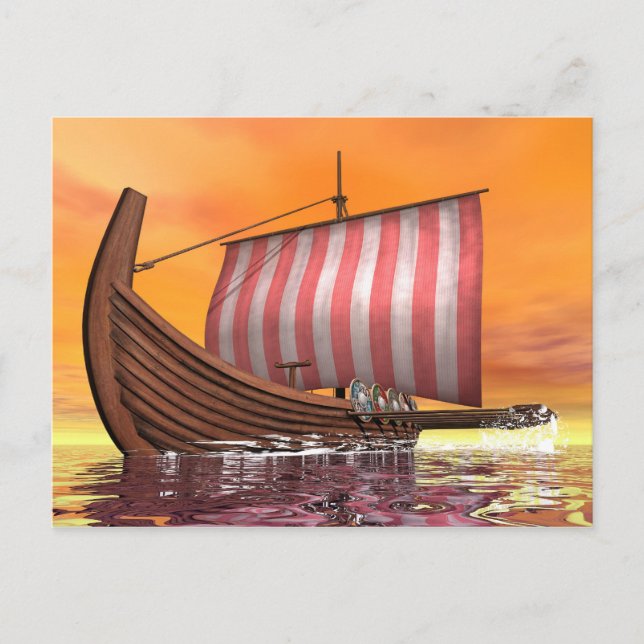 Drakkar or viking ship - 3D render Postcard (Front)