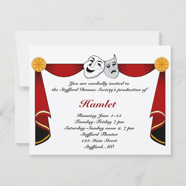 Drama and Theatre Invitation (Front)