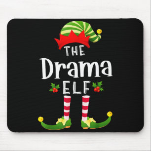 Drama Christmas Elf Matching Pajama X-mas Party Mouse Pad