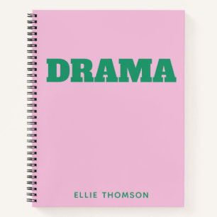 Drama Class Lined Paper in Pink and Green Notebook