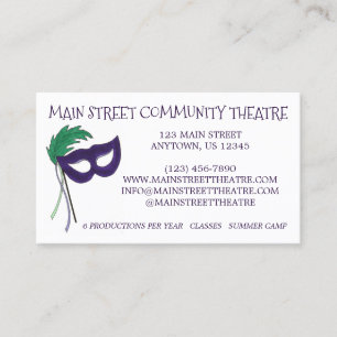 Drama Club Mask Community Theatre Theatre Arts Business Card