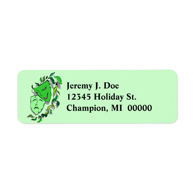 Drama Comedy Tragedy Masks Return address Labels (Front)