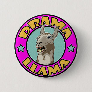 Drama Llama, 6 Cm Round Badge