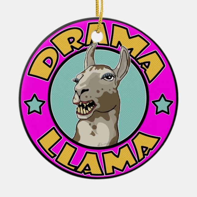 Drama Llama, Ceramic Tree Decoration (Front)