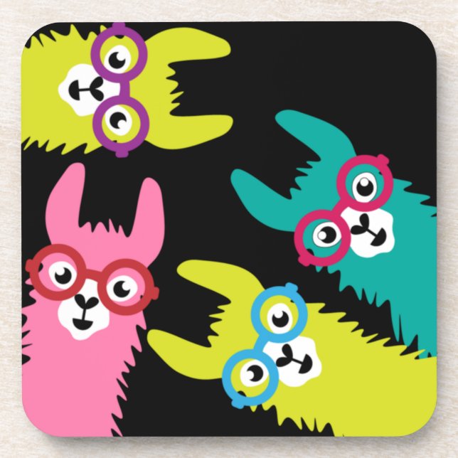 Drama Llama Colorful Camelid  Coaster (Front)