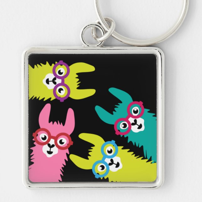 Drama Llama Colorful Camelid  Key Ring (Front)