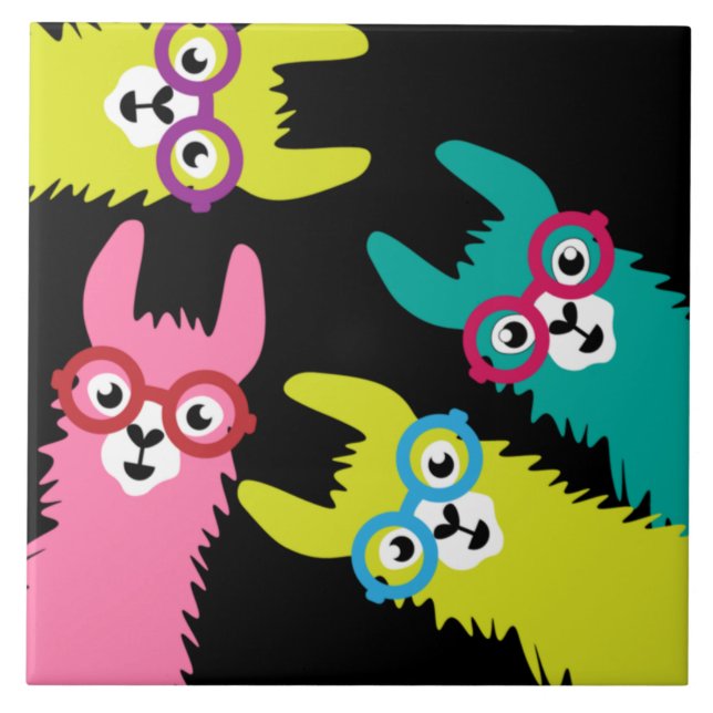 Drama Llama Colorful Camelid Tile (Front)