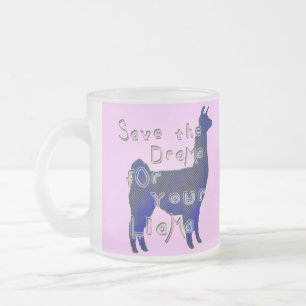 drama llama, frosted glass coffee mug