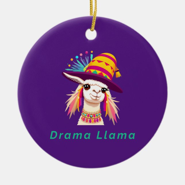 Drama Llama Funny Animal Ceramic Tree Decoration (Front)