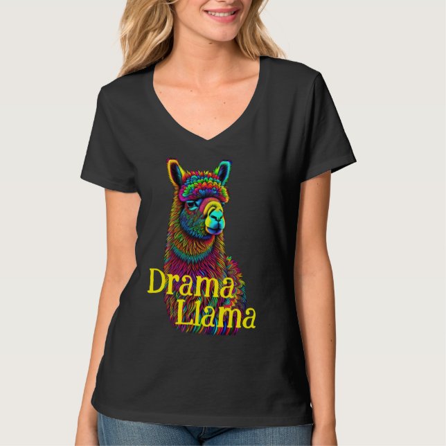 Drama Llama Psychedelic Colour T-Shirt (Front)