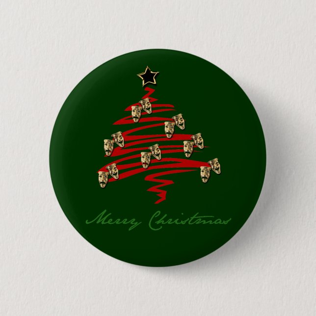 Drama Mask Christmas Tree 6 Cm Round Badge (Front)