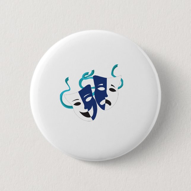 Drama Masks 6 Cm Round Badge (Front)