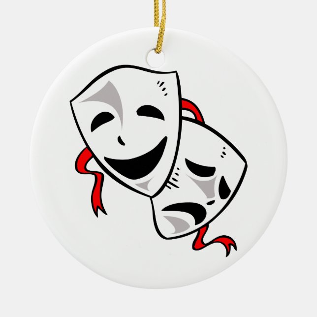 Drama Masks Ceramic Tree Decoration (Front)