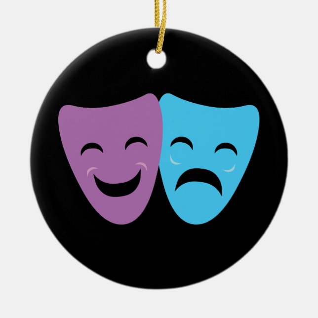 Drama Masks Ceramic Tree Decoration (Front)