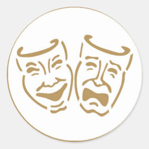 Drama Masks Classic Round Sticker