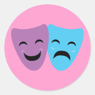Drama Masks Classic Round Sticker