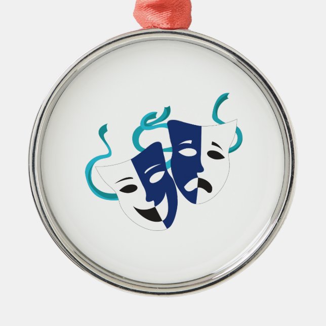 Drama Masks Metal Tree Decoration (Front)