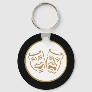 Drama Masks (White & Gold) Key Ring