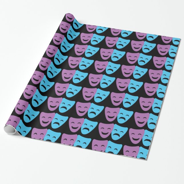 Drama Masks Wrapping Paper (Unrolled)