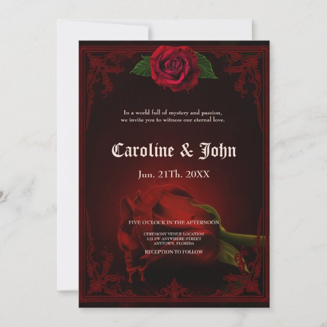 Drama of Love, the gothic Rose of Memory.  Invitation (Front)
