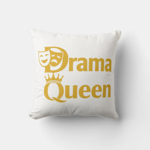 Drama Queen  – Crown & Theatre Mask Design Cushion
