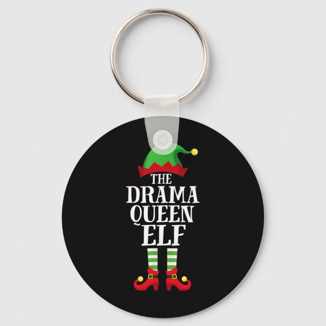 Drama Queen Elf Matching Family Group Christmas Pa Key Ring (Front)