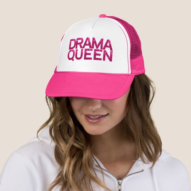 Drama Queen Hot Pink Glitter  Trucker Hat (In Situ)