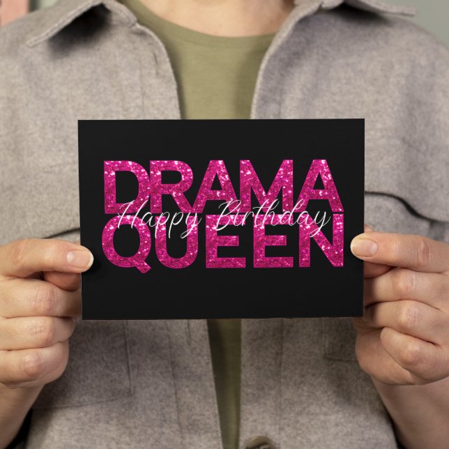 Drama Queen Pink Glitter Birthday Card (Creator Uploaded)